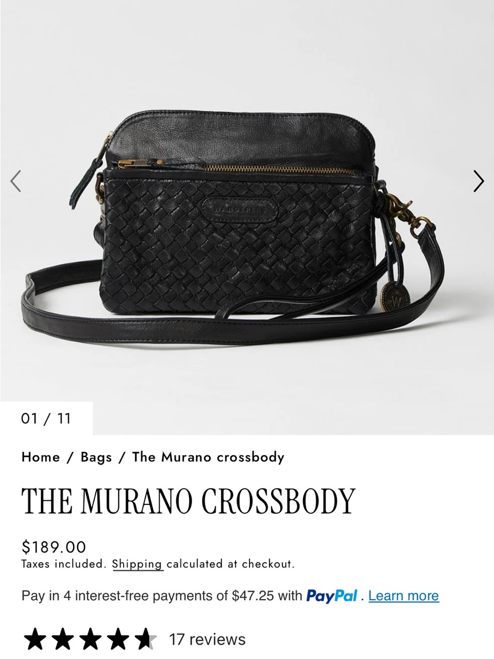 Murano Black Woven Leather Crossbody